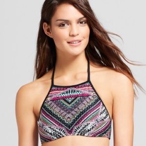 Printed halter bikini top